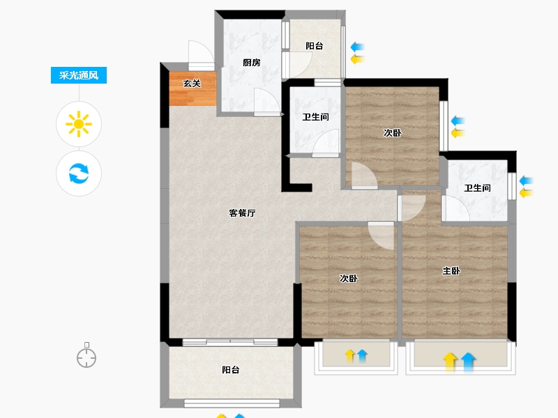 广西壮族自治区-柳州市-碧桂园悦府-79.47-户型库-采光通风