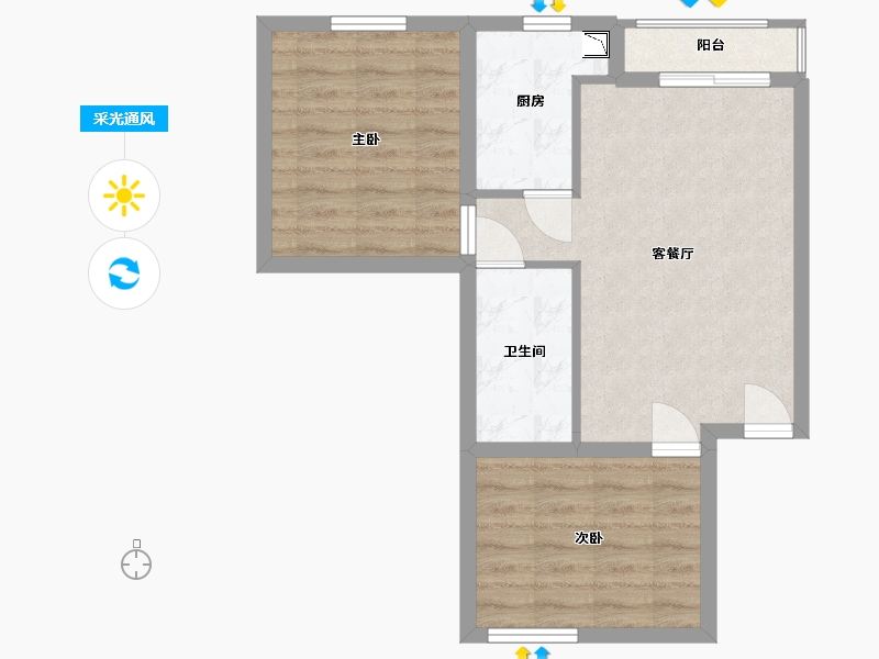 河北省-廊坊市-凡尔赛公馆-54.54-户型库-采光通风