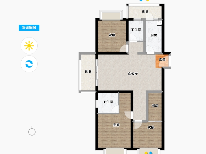 云南省-昆明市-金科阳光里-92.77-户型库-采光通风