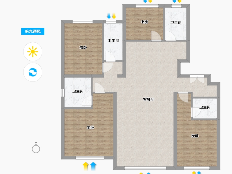 河北省-保定市-紫金壹号院-119.00-户型库-采光通风