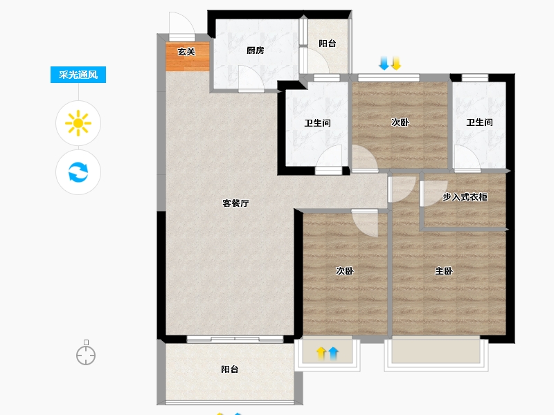 广西壮族自治区-柳州市-恒大御景湾-89.58-户型库-采光通风