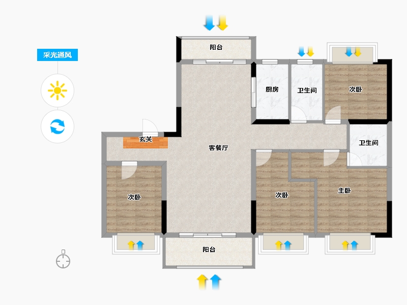 广西壮族自治区-柳州市-碧桂园悦府-110.73-户型库-采光通风