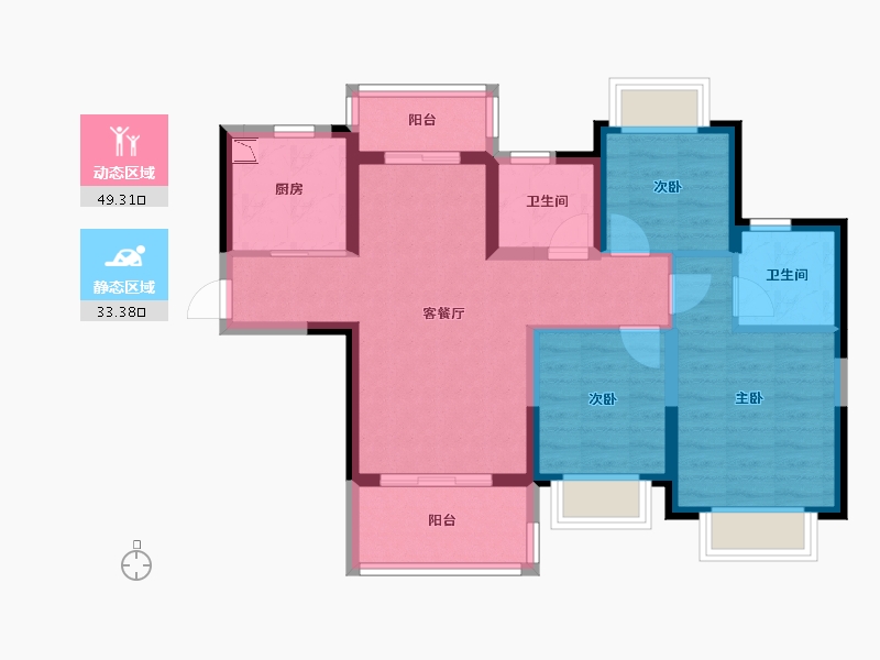 四川省-成都市-昆明恒大文化旅游城-72.53-户型库-动静分区