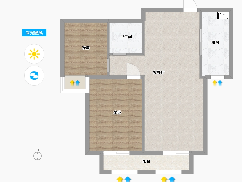 河北省-廊坊市-中建·高街国际-69.60-户型库-采光通风