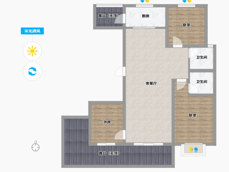 山西省-运城市-东星·卡纳溪谷-103.81-户型库-采光通风