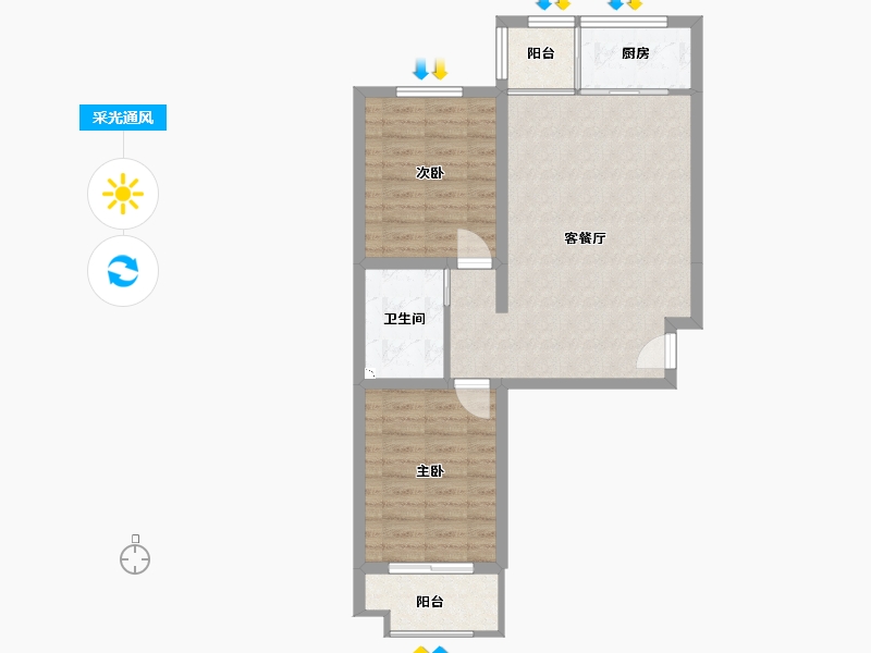 山西省-太原市-坤泽10里城-68.05-户型库-采光通风