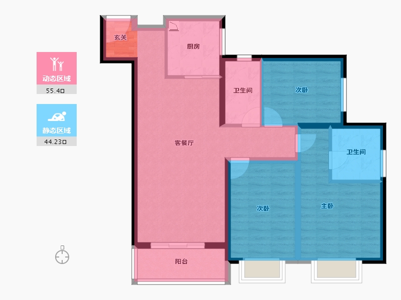 云南省-昆明市-金科阳光里-88.64-户型库-动静分区