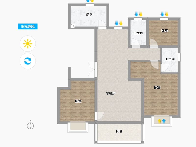 山西省-运城市-和熙晟都-93.93-户型库-采光通风