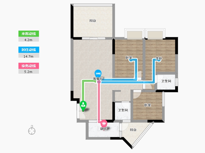 贵州省-遵义市-中凯华府-90.85-户型库-动静线