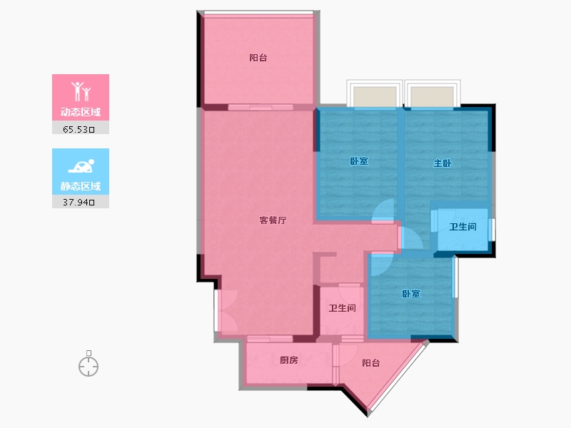 贵州省-遵义市-中凯华府-90.85-户型库-动静分区