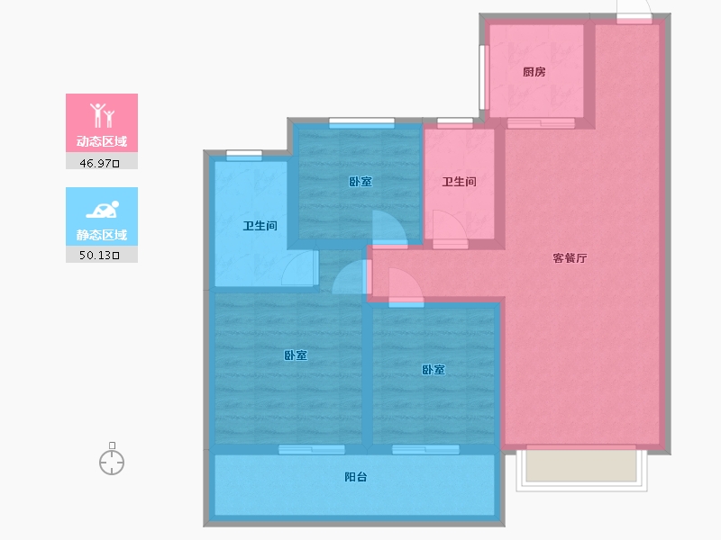 云南省-昆明市-兴港上锦湾-86.00-户型库-动静分区