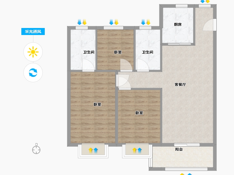 山西省-太原市-中国铁建·青秀嘉苑-92.00-户型库-采光通风