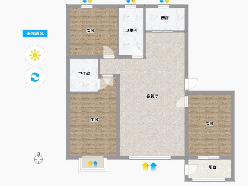 河北省-沧州市-金域华城-98.84-户型库-采光通风