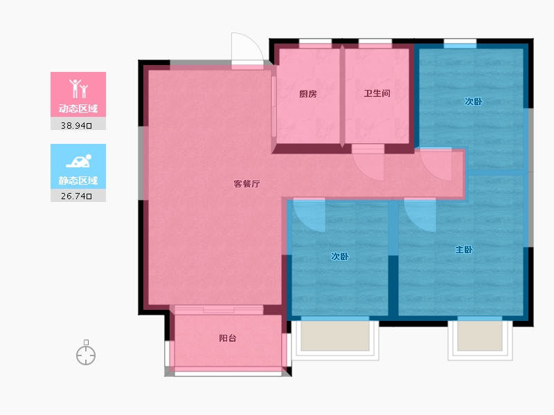 河北省-沧州市-中梁观沧海-58.07-户型库-动静分区