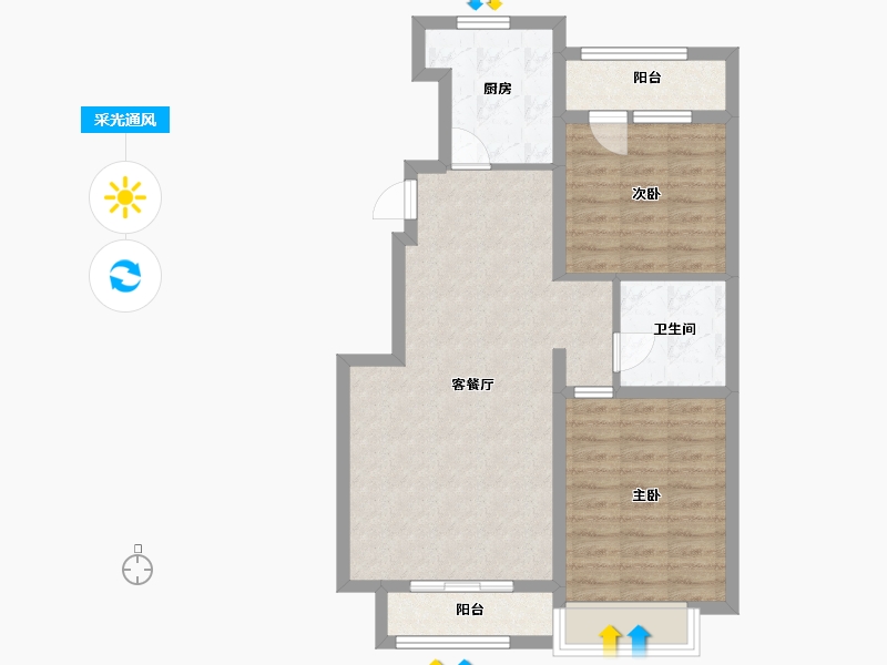 河北省-廊坊市-中远·泷玺臺-72.01-户型库-采光通风