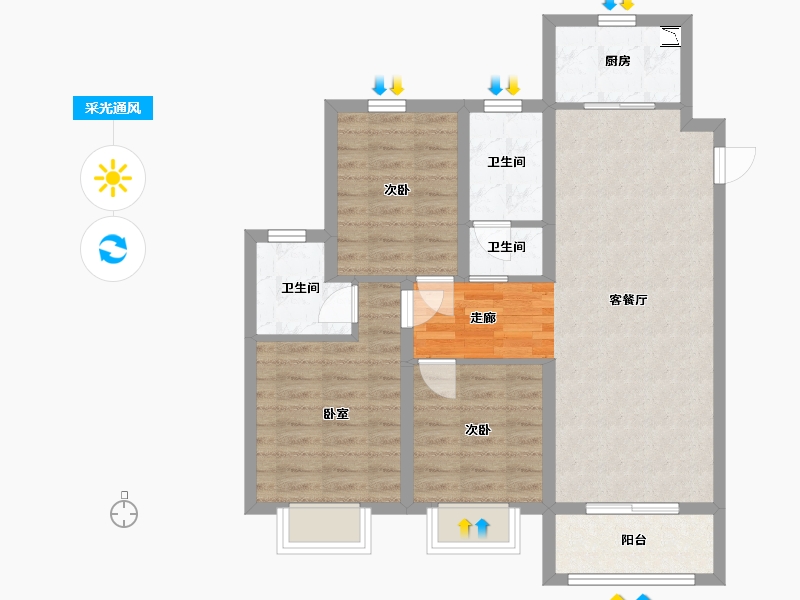 山西省-太原市-纳丹堡-79.68-户型库-采光通风