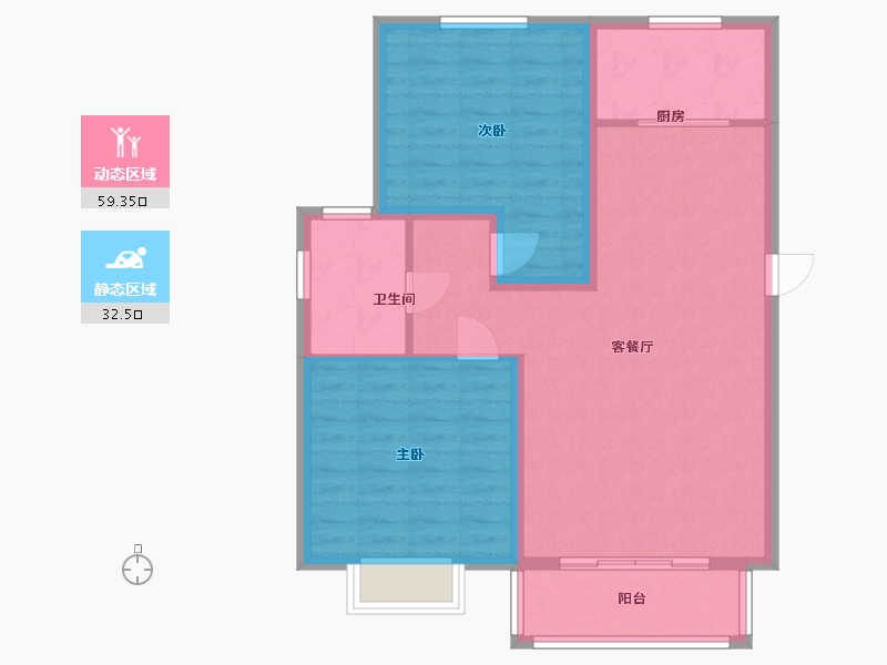 河北省-廊坊市-裕隆公寓二期-83.00-户型库-动静分区