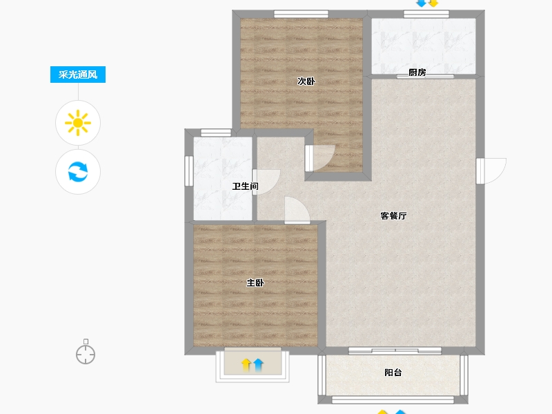 河北省-廊坊市-裕隆公寓二期-83.00-户型库-采光通风