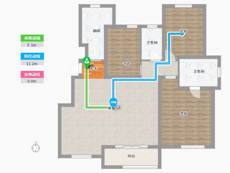 河北省-廊坊市-海德公园·都铎宫-108.80-户型库-动静线