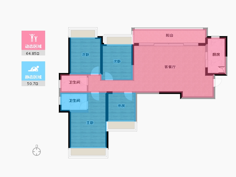 四川省-成都市-新希望锦麟府-102.67-户型库-动静分区