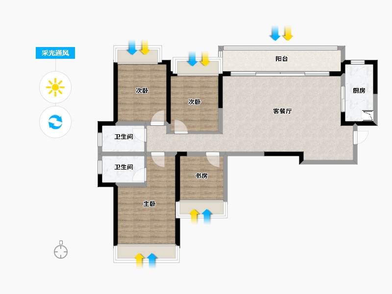 四川省-成都市-新希望锦麟府-102.67-户型库-采光通风