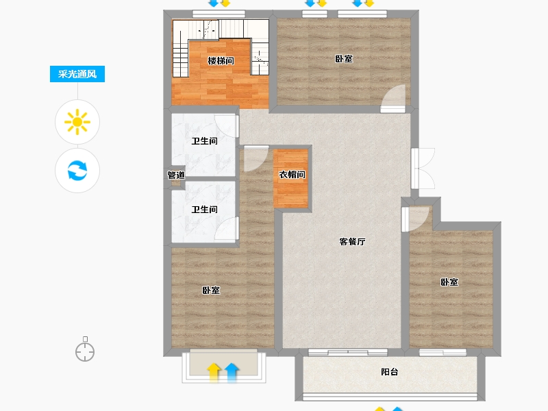 河北省-邯郸市-旭坤澜山悦府-91.53-户型库-采光通风