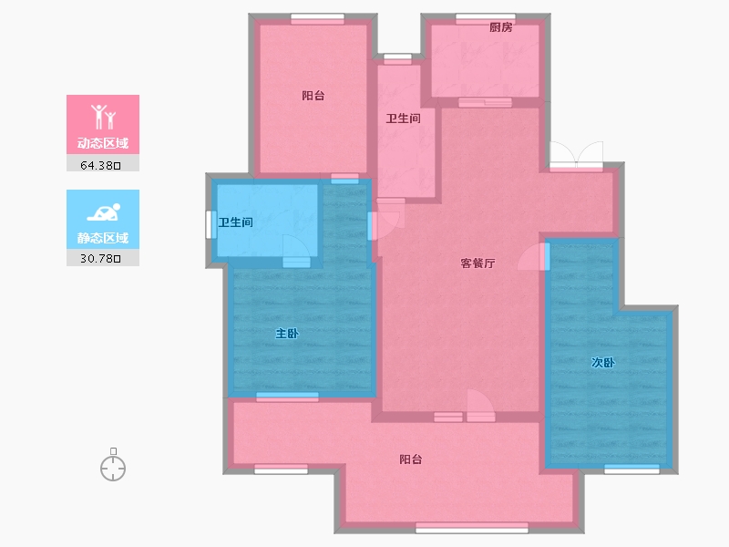 河北省-廊坊市-海德公园·都铎宫-83.20-户型库-动静分区