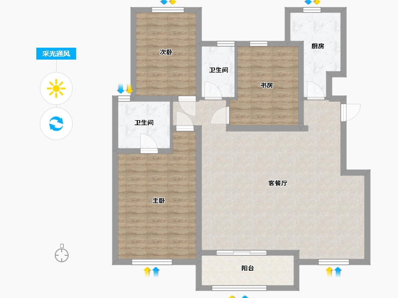 河北省-廊坊市-海德公园·都铎宫-110.40-户型库-采光通风