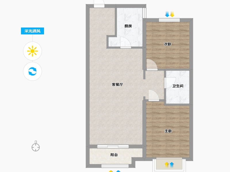 河北省-廊坊市-东岳润科花园-68.80-户型库-采光通风