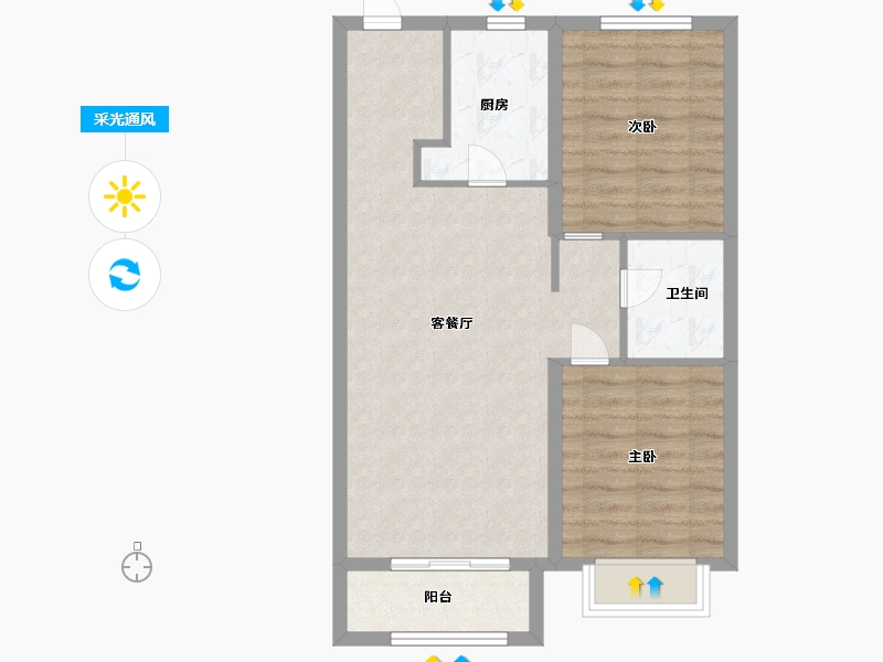 河北省-廊坊市-东岳润科花园-68.80-户型库-采光通风