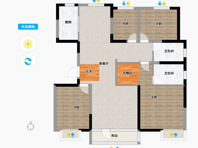 河北省-唐山市-新天地鹭港21区东-119.46-户型库-采光通风