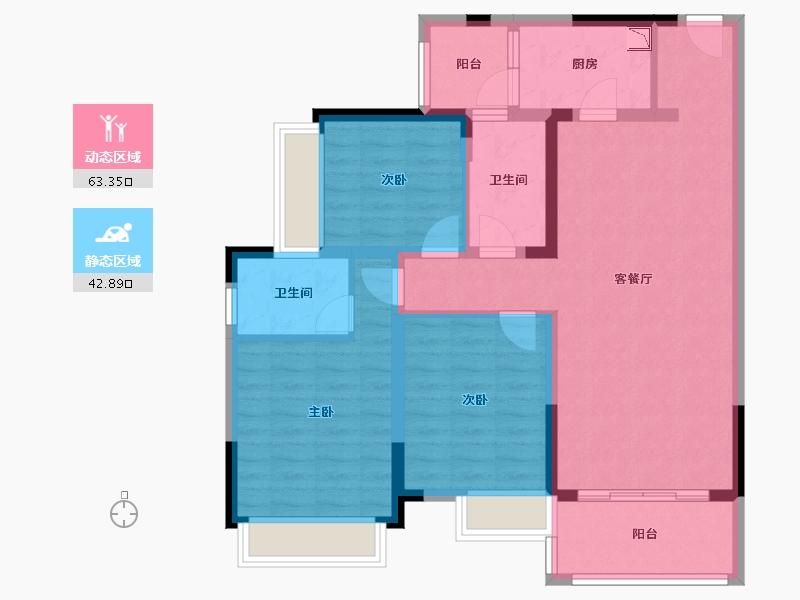 四川省-成都市-河畔府邸-94.33-户型库-动静分区