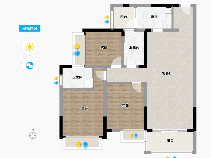 四川省-成都市-河畔府邸-94.33-户型库-采光通风