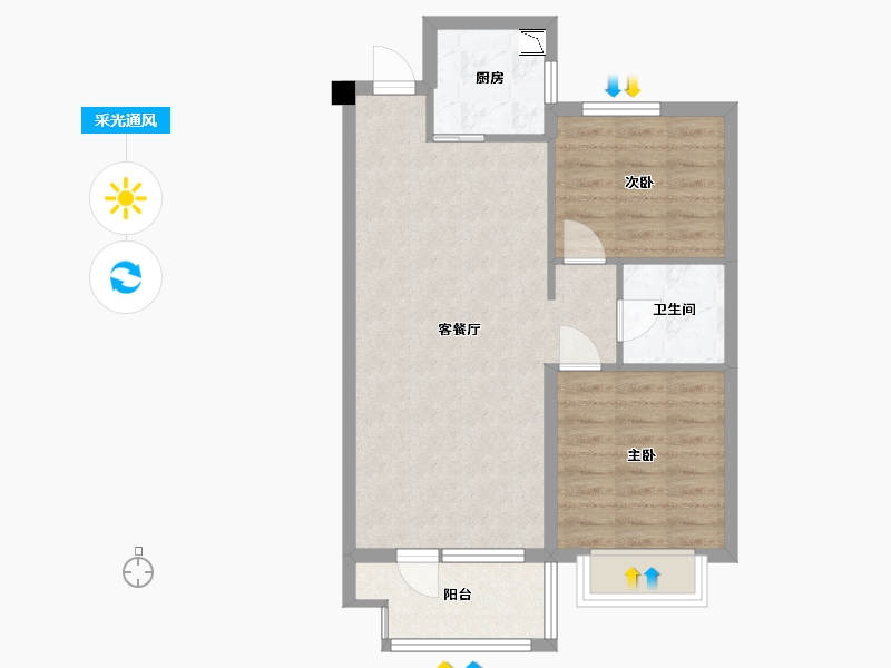 河北省-保定市-中景华庭C区-64.00-户型库-采光通风