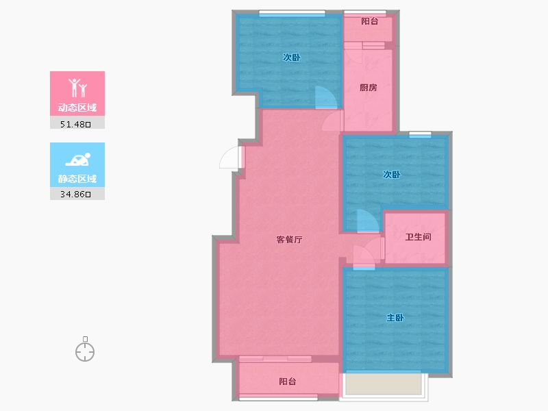 河北省-廊坊市-中远·泷玺臺-76.80-户型库-动静分区