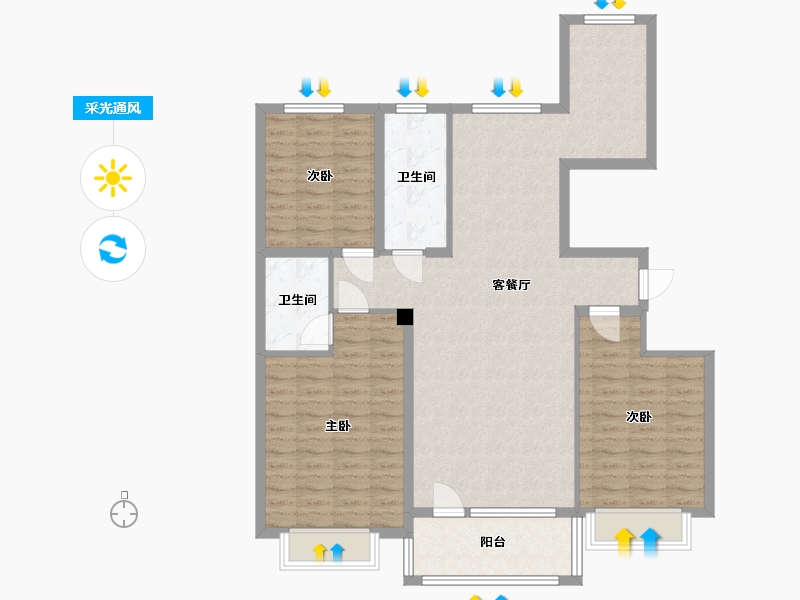 河北省-保定市-中景华庭C区-107.94-户型库-采光通风