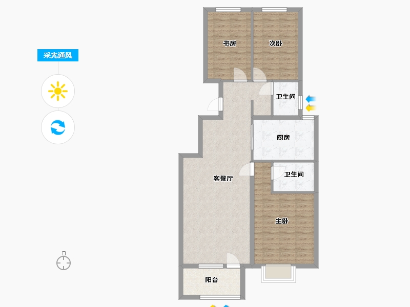 河北省-廊坊市-万悦荣和-94.49-户型库-采光通风