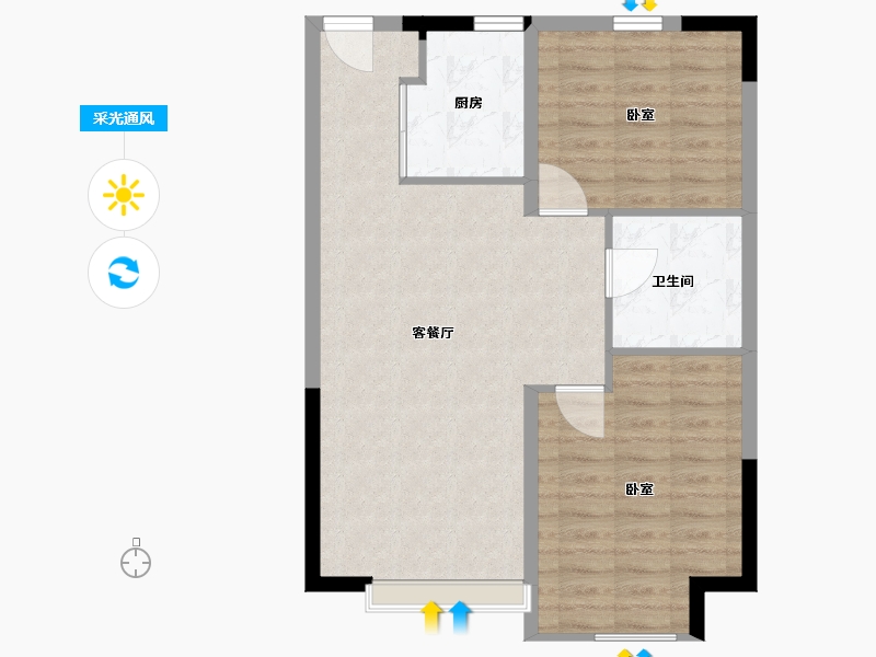 河北省-廊坊市-廊坊·滨河广场-70.00-户型库-采光通风