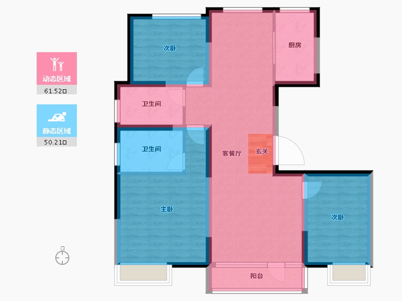 河北省-唐山市-新天地鹭港21区东-99.78-户型库-动静分区