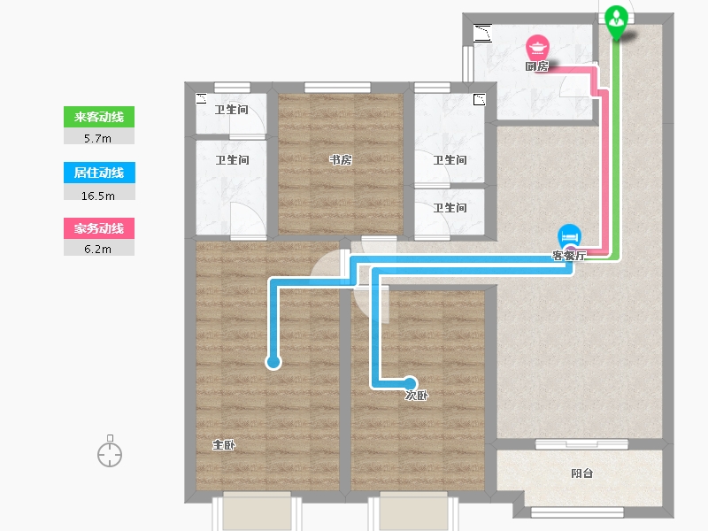 山西省-太原市-当代城ΜΟΜΛ-90.75-户型库-动静线