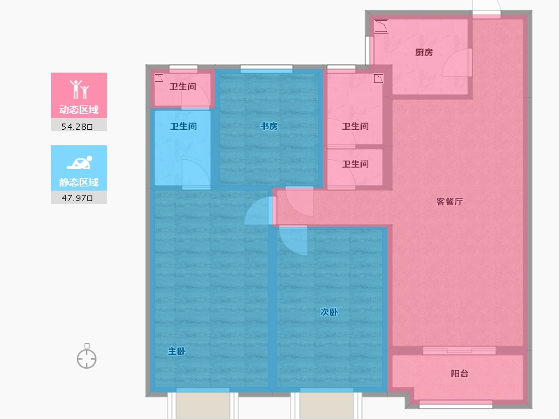 山西省-太原市-当代城ΜΟΜΛ-90.75-户型库-动静分区