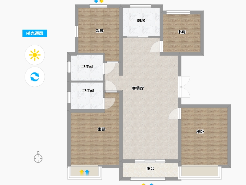 河北省-廊坊市-中远·泷玺臺-109.60-户型库-采光通风