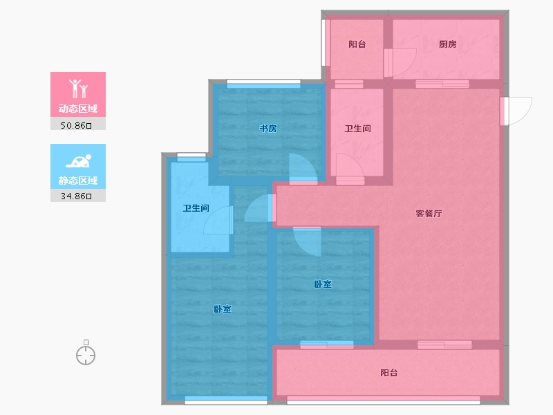 云南省-昆明市-蓝光雍锦府-75.00-户型库-动静分区