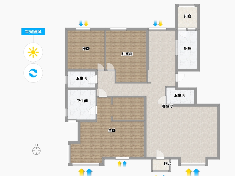 河北省-廊坊市-大学里峰尚-151.55-户型库-采光通风