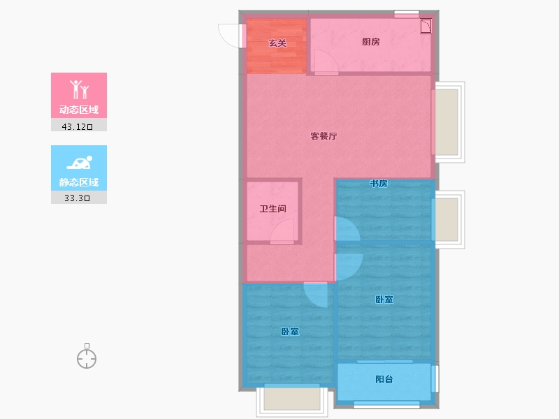 山西省-太原市-金地商置·花园道-69.15-户型库-动静分区