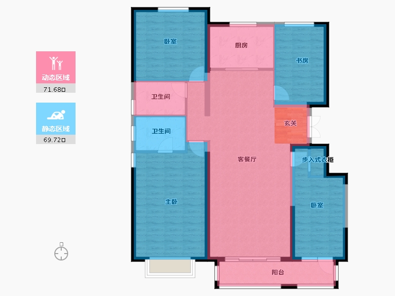 河北省-唐山市-万科金域缇香-128.34-户型库-动静分区