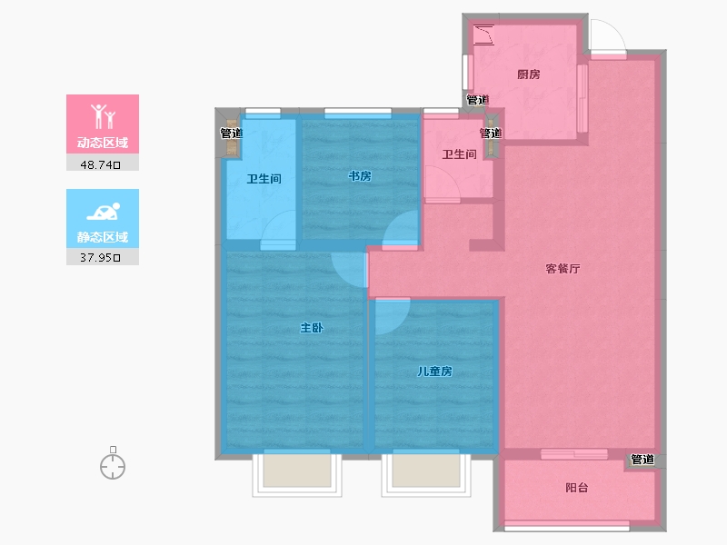 山西省-太原市-融信·时光之城-77.46-户型库-动静分区