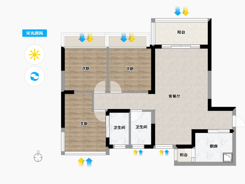 四川省-成都市-格林城市花园二期-78.10-户型库-采光通风