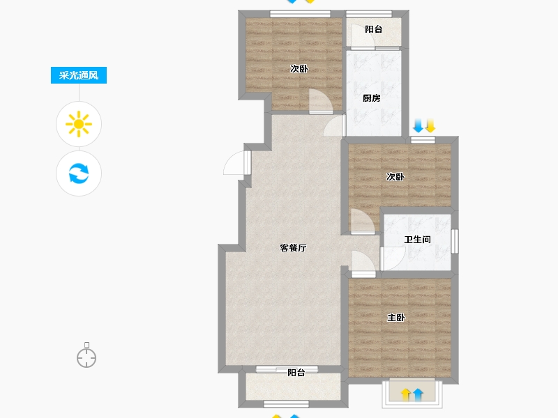 河北省-廊坊市-中远·泷玺臺-82.40-户型库-采光通风