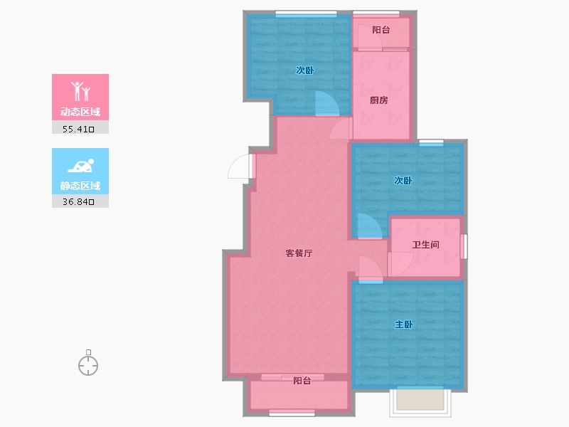 河北省-廊坊市-中远·泷玺臺-82.40-户型库-动静分区